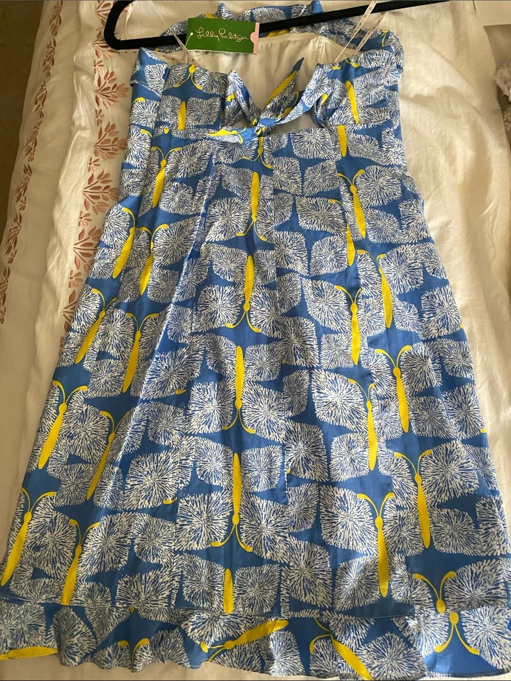 Lilly Pulitzer Blue and Yellow Strapless Summer Dress - Picture 5 of 7